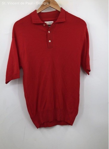 Hamilton Red Vintage Ban-Lon Elastic Waist Classic Henley Polo Shirt - Size M