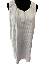 Aria/Komar VTG Blue Stripe Embroidered Floral Cotton Blend Ladies Nightgown Sz L