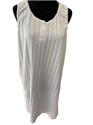 Aria/Komar VTG Blue Stripe Embroidered Floral Cotton Blend Ladies Nightgown Sz L