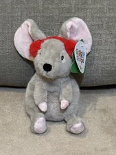 NEW, GIGGLESCAPE 7" TAN CHRISTMAS MOUSE WITH RED EAR MUFFS PLUSH