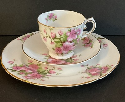 (3) Set Tuscan Fine English Bone China Teacup Saucer & Dessert Plate Floral 8588