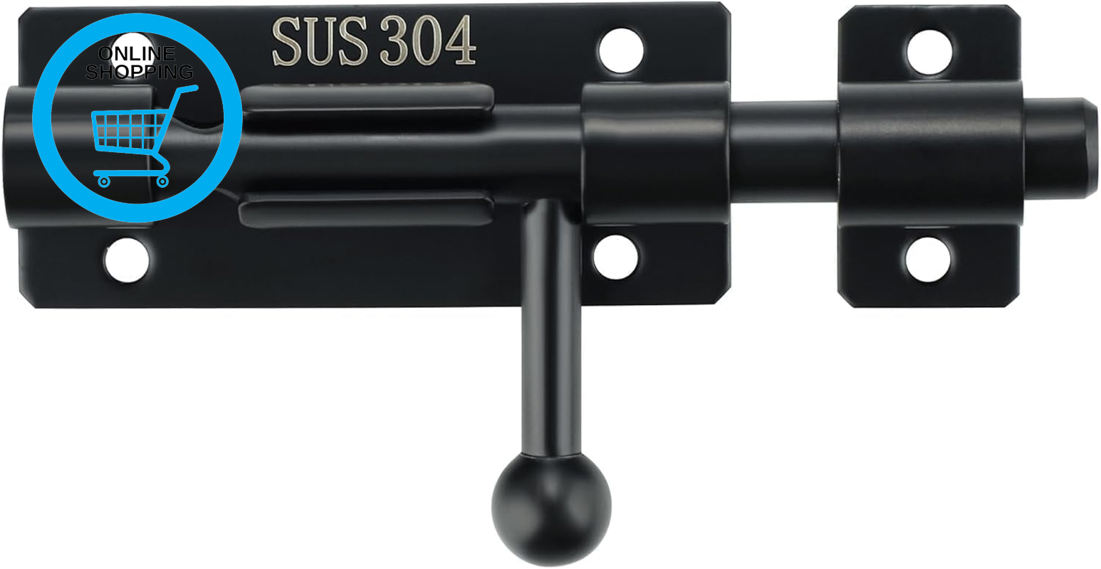 Slide Door Lock Gate Bolt, Heavy Gate Lock, SUS304 Stainless Steel 4 Inch Door L