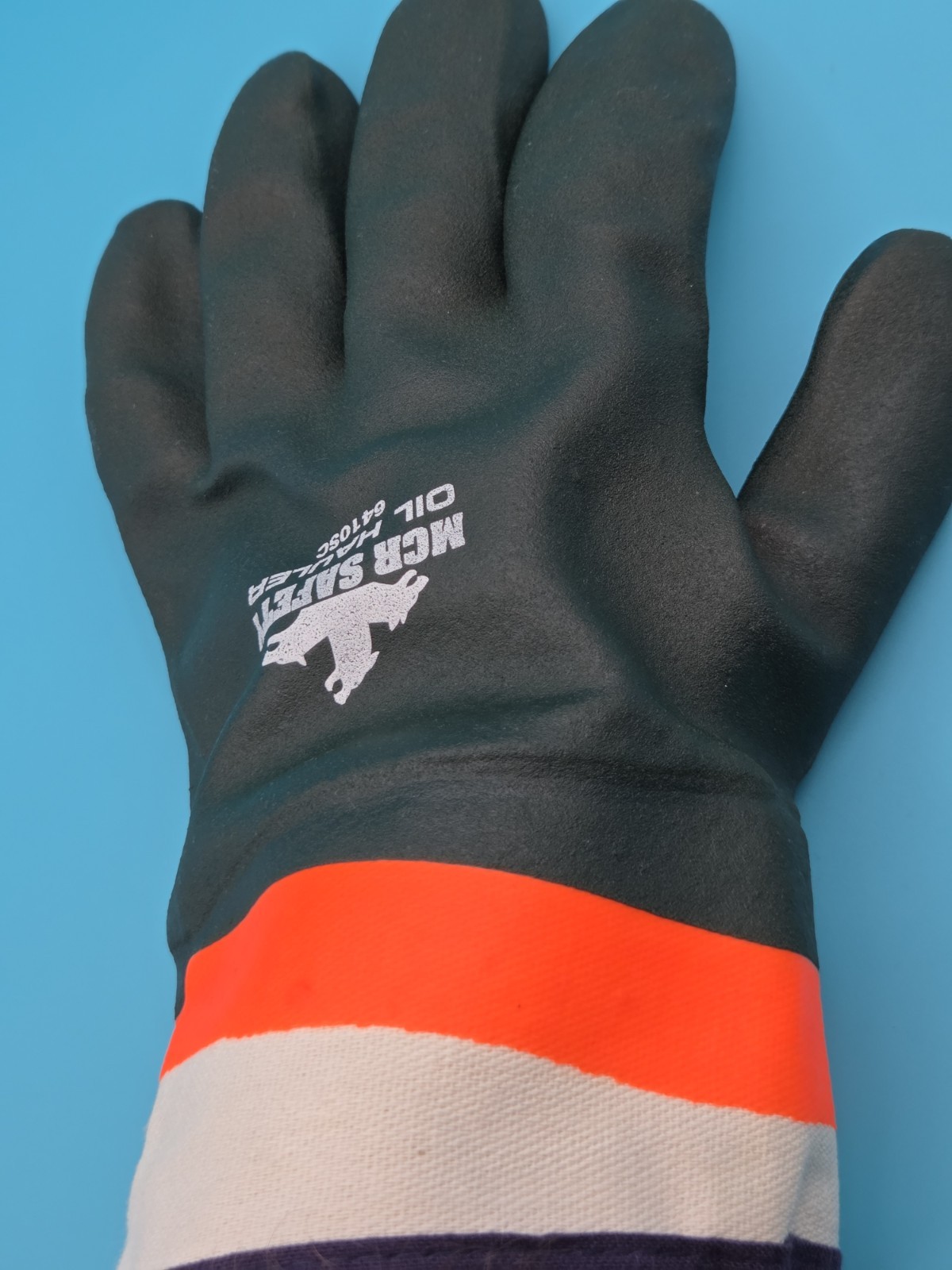 1 PAIR LARGE MCR SAFETY OIL HAULER CHEMICAL RESISTANT PVC WORK GLOVES 6410SC