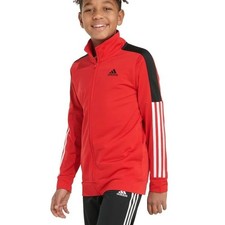 Adidas NEW Boys XL 18-20 Full Zip Track Jacket Red White Black