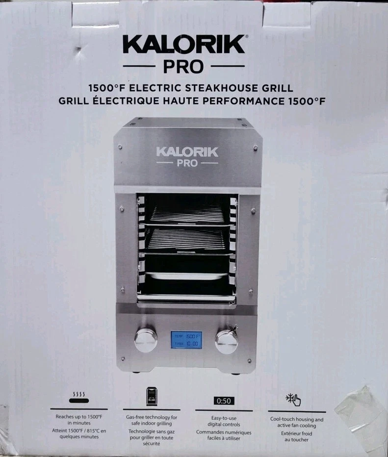 Steakhouse Grill Pro Electric Broiler, 1500°F SSteel Indoor Steak Cooker NIB