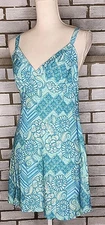 Studio Donatella Women's Sleeveless Floral Chemise Nightgown Size Small Blue