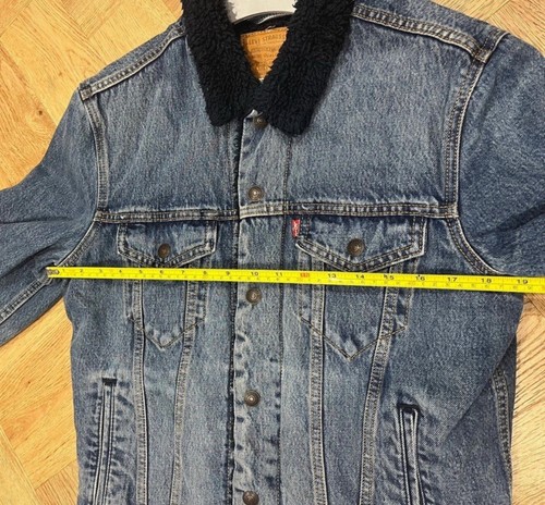 Levi’s Denim Sherpa Jacket - Navy Lining - Unisex Small - Picture 7 of 7