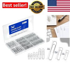 Smooth Surface Silver Paper Clips, 450 pcs in Storage Box for Organization