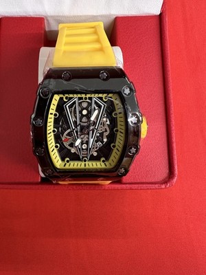 Oruss Men's Quartz Yellow Mille Style Watch, New in Box, 45mm