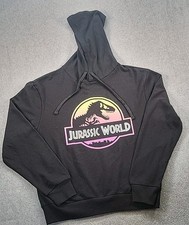 Jurassic World Hoodie Youth's Large Black Pullover Sweatshirt Dinosaur Logo