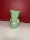 Vintage Green Aqua Ear Handled Brush McCoy Pottery Vase Art Deco