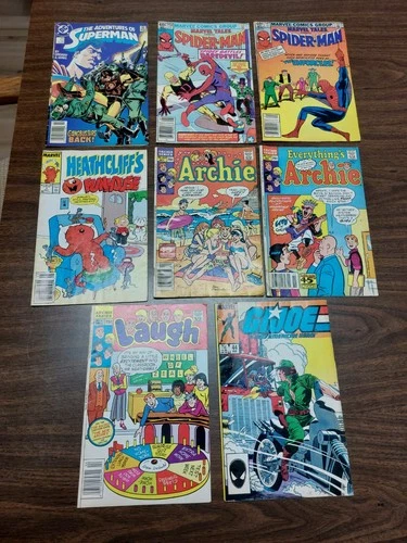 8 Issue Lot of Archie's  Superman Laugh GI Joe Heathcliff Vintage Pre-owned