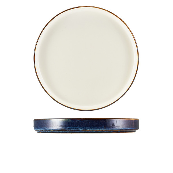 Terra Porcelain Aqua Blue Two Tone Presentation Plate For Kitchens 26cm Pack of6
