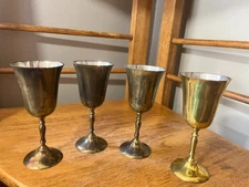 Leonard E.P.N.S Silverplate 5" Cordial Wine Goblets Set of 4 Made in India