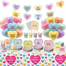 362 Pcs Conversation Heart Party Decor Valentine's Day Party Tableware Decora...