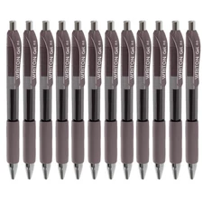 Retractable & Refillable Gel Pens, Comfort Grip, 0.5mm Fine Point, Brown Ink,...