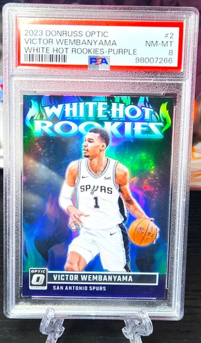 Victor Wembanyama - 2023 Panini Donruss Optic #2 White Hot Rookies-Purple PSA 8