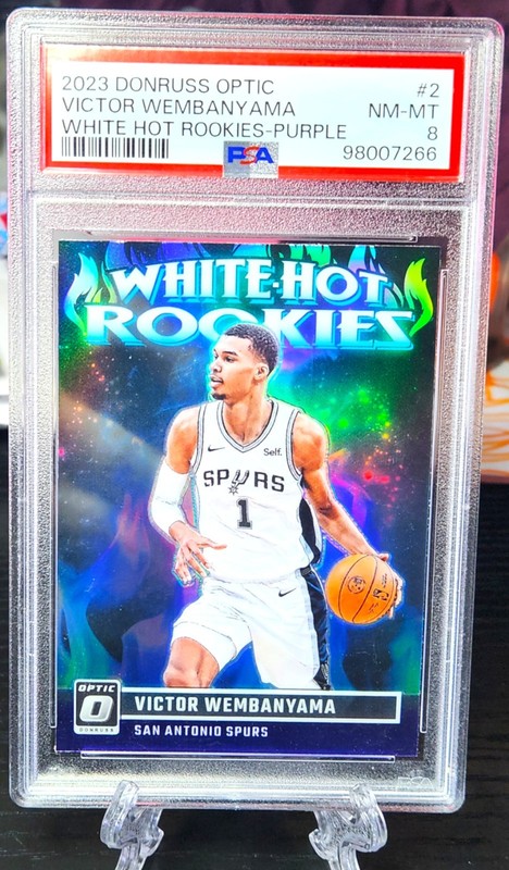 Victor Wembanyama - 2023 Panini Donruss Optic #2 White Hot Rookies-Purple PSA 8