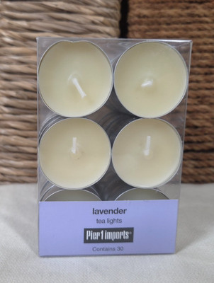 NIB Pier 1 Imports Lavender Scented Tea Light Candles 30pc White New