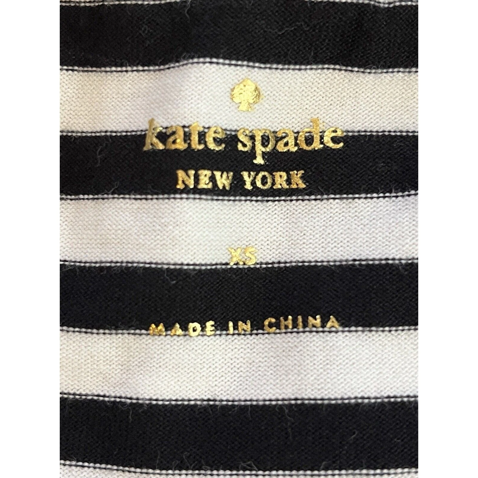 Mini abito estivo Kate Spade nero bianco a righe spalle scoperte in cotone XS