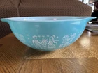 VTG Pyrex 444 Amish Butter Print Turquoise Cinderella 4 QT Nesting Mixing Bowl