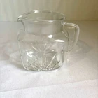 Vintage Federal Glass 1 Qt Square Starburst Pitcher MCM Star Bottom Clear
