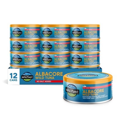 Wild Planet Albacore Tuna, No Salt Added, Canned 5 Ounce (Pack of 12)