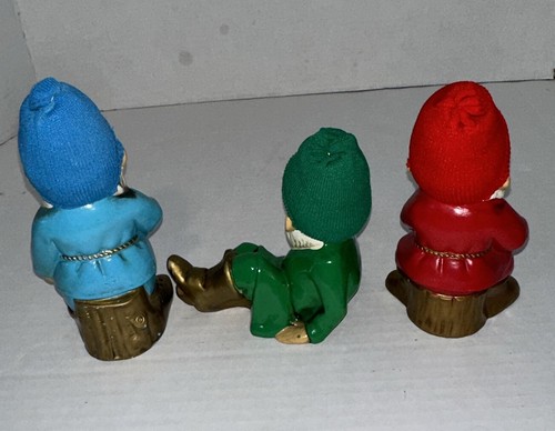 Vtg. Set Of 3 Brinns Gnomes/Japan. Red,powder Blue And Green - Picture 11 of 14