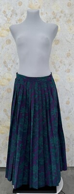 Mondi Pleated Maxi Skirt Womens Size 42 Purple Green Vintage