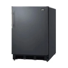 Summit FF7LBLKMBL 24" Undercounter Refrigerator in Black, w/ Door Lock and Ca...
