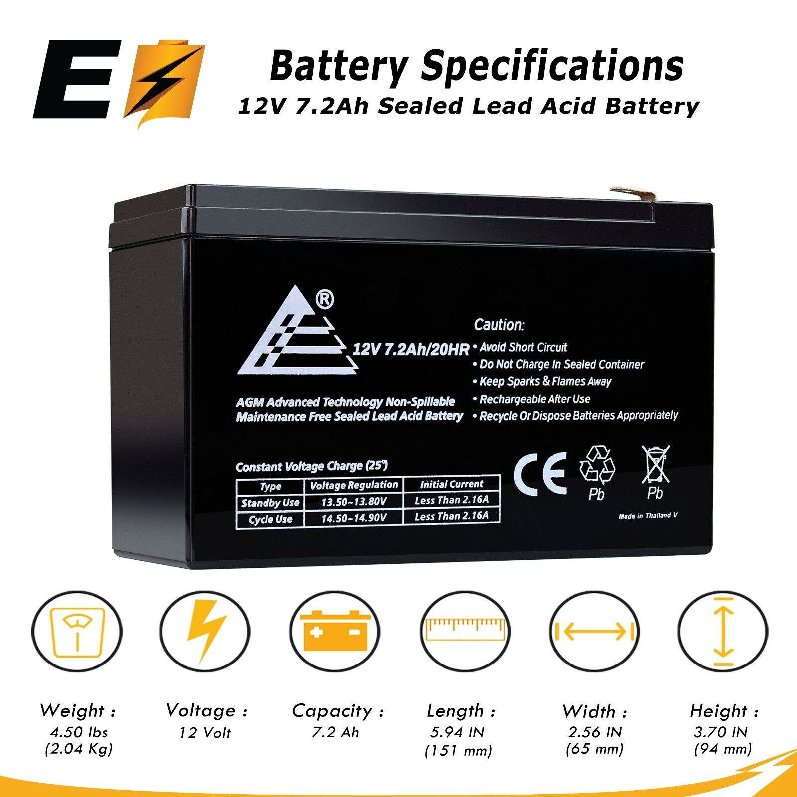 This is an AJC Brand Replacement APC BackUPS 400 12V 7Ah UPS Battery