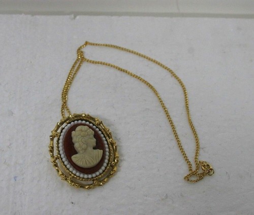 Vintage 1969 Resin Cameo Brooch with clip on back to wear as a Necklace - Picture 3 of 5