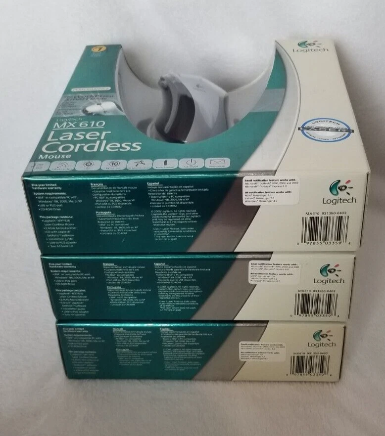 RARE Logitech MX 610 (MX610) Wireless Cordless Laser Mouse - BRAND NEW SEALED! - Image 3 of 4