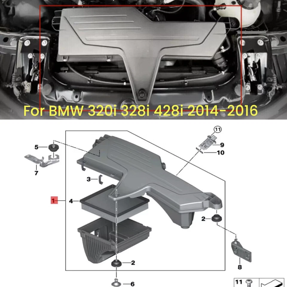 For BMW 228i 320i 328i 428i Air Cleaner Intake Filter Box Housing 13717597589 - Image 2 of 4