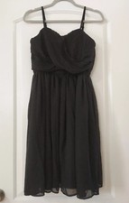 Tevolio Chiffon Dress - Fit & Flare W/ Sweetheart Neckline Women Size10 Black