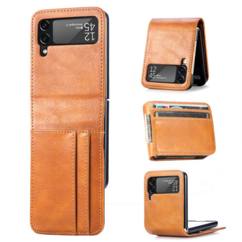 for Samsung Galaxy Z Flip 4 3 Case Shockproof Leather Wallet Card Phone Cover - Image 2 of 4