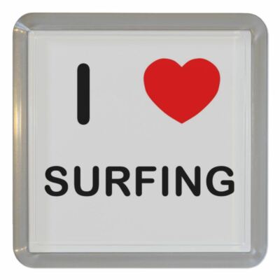 Surfing I Love Kunststoff Teeuntersetzer Bierdeckel Kunststoff (95 mm x 95 mm)