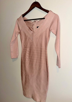 strapless open back dress Missguided Premium Blush Bandage One Shoulder Midaxi Dress Size 4