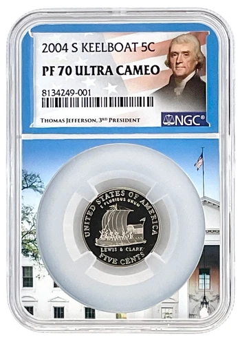 2004 S Keelboat Jefferson Nickel NGC PF70 Ultra Cameo - White House Core POP 120