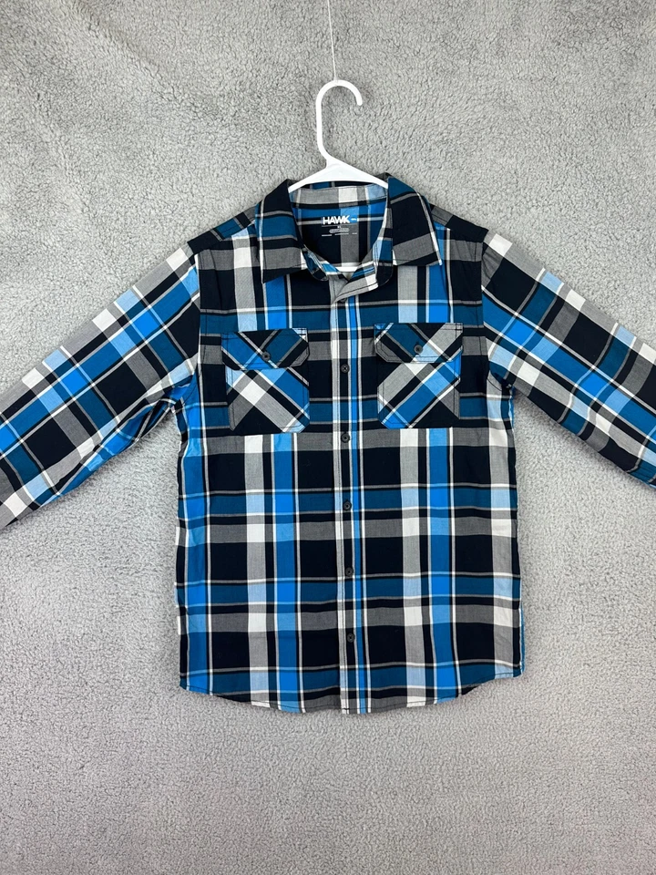 Camisa Tony Hawk Para Hombres Meduim Azul Cuadros Western Manga Larga Abotonada Preppy Foto 2 de 4