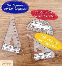  MUJI Set Square 30/60, 45 Degrees, Protractor Semi-Circle Select      ,     