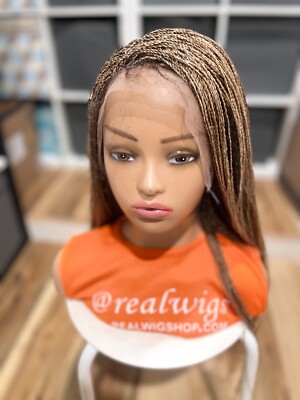Braided wig: micro twist two tone golden wig. Made a full lace wig. Length is 28