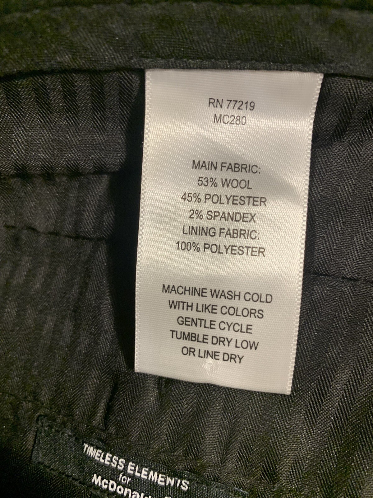 Timeless Elements McDonald’s Wool Blend Black Pan… - image 2