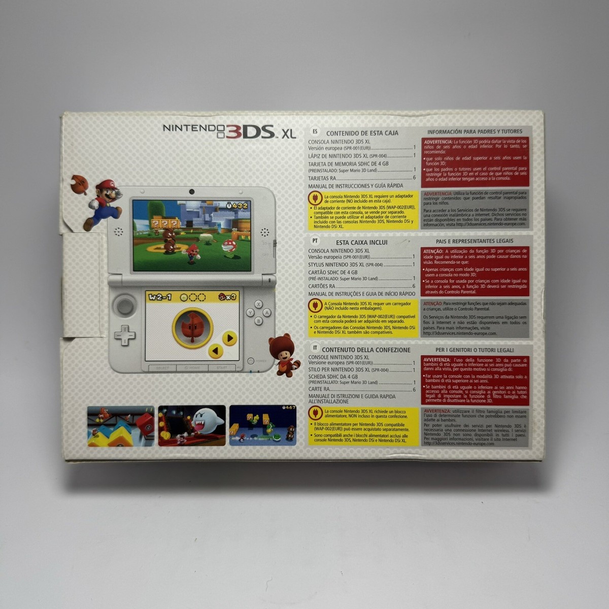 Original Box Nintendo 3DS XL White Super Mario 3D Land Packaging