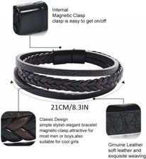 Bracelet En Cuir Marron Avec Fermeture éclair (zip) Et Cristaux Blancs - Taille Réglable - Unisexe