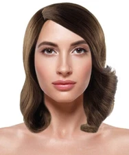 Halloween Party Online 50's Housewife Shorty Curly Side Part Costume Wig,