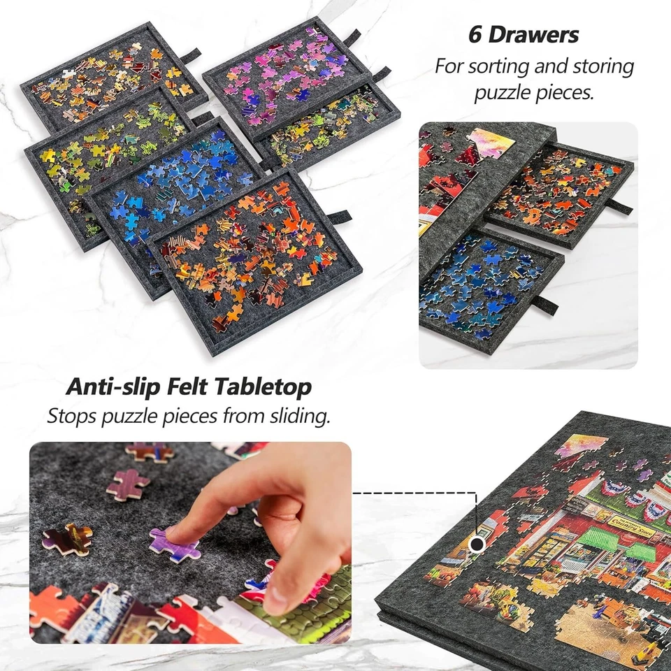 2in1 1000 Pieces for Adults Jigsaw Puzzle Table with 6 Drawers Puzzles Board NEW - Image 3 of 4