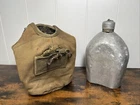 Vintage US Military Canteen w/ Case Wool Holder Cover 1945 WWII WW2 Gates Mfg Co