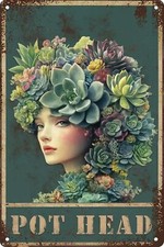 Retro Funny Pot Head Garden Fence Wall Decor Metal Tin Signs Garage Man Cave Gif