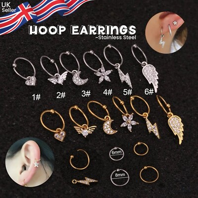 Hoop Earrings Ring 6mm 8mm Piercing Tragus Cartilage 20G Helix